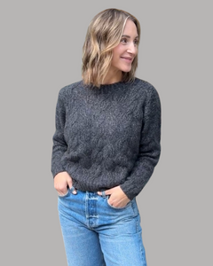 autumn cashmere Cable Crew in Nightshade