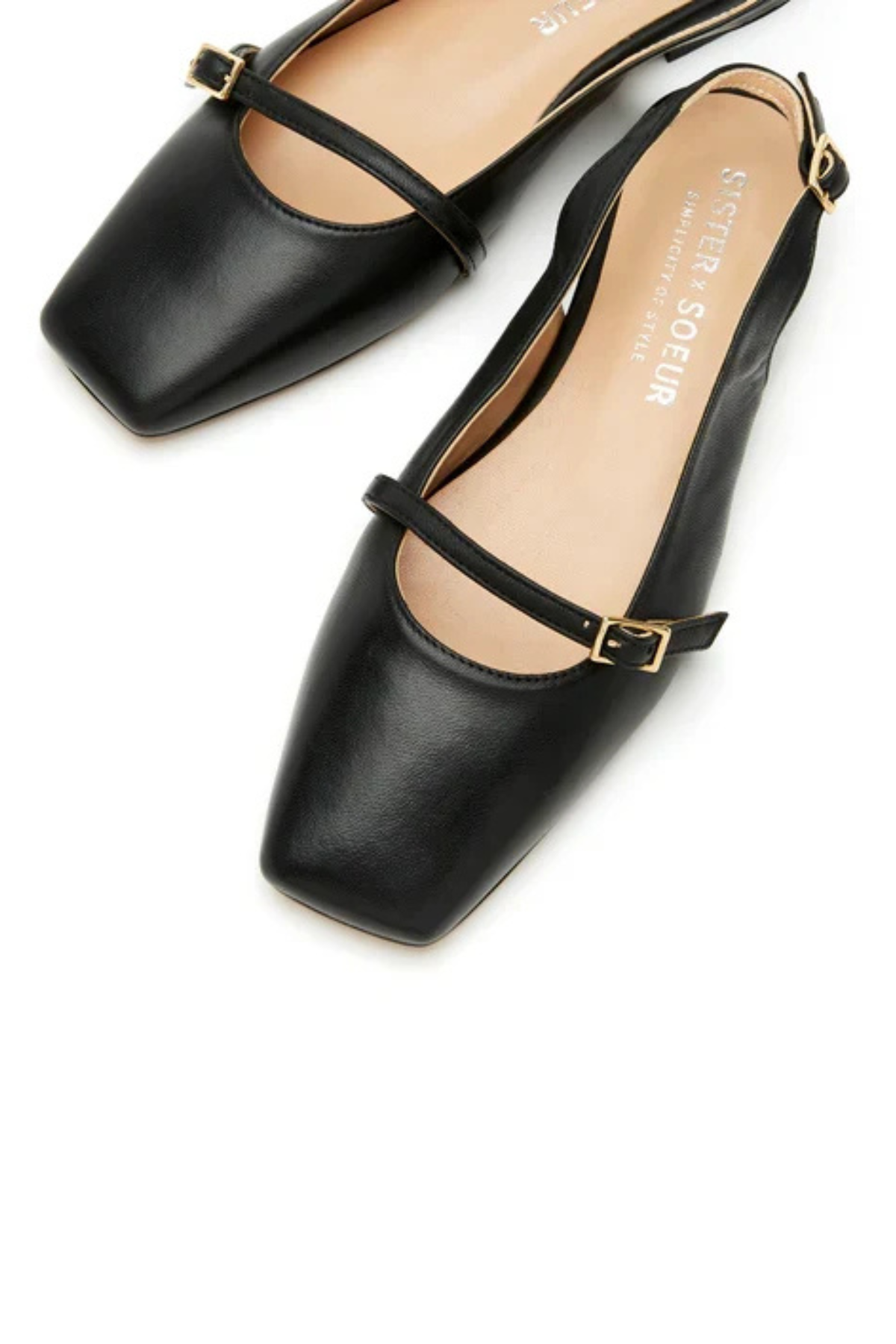 Sister Soeur Brielle Mary Jane Slingback Flat in Black Leather