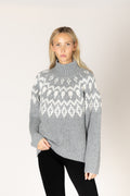 Lyla & Luxe Aggie Fair Isle Mock Sweater in Cashmere/Snow
