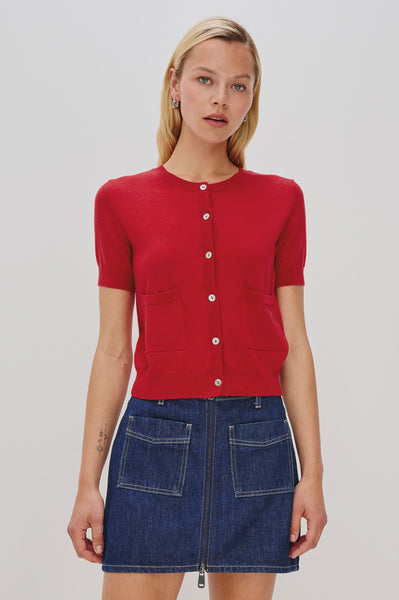Rails Aisley Short Sleeve Sweater in Crimson