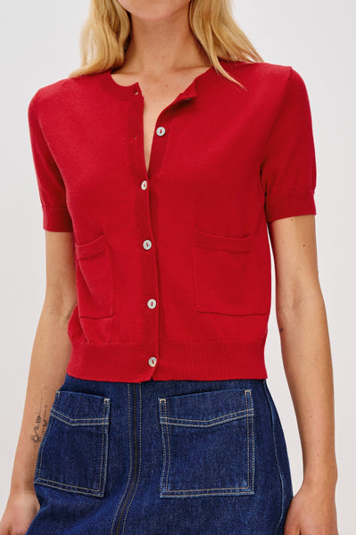 Rails Aisley Short Sleeve Sweater in Crimson