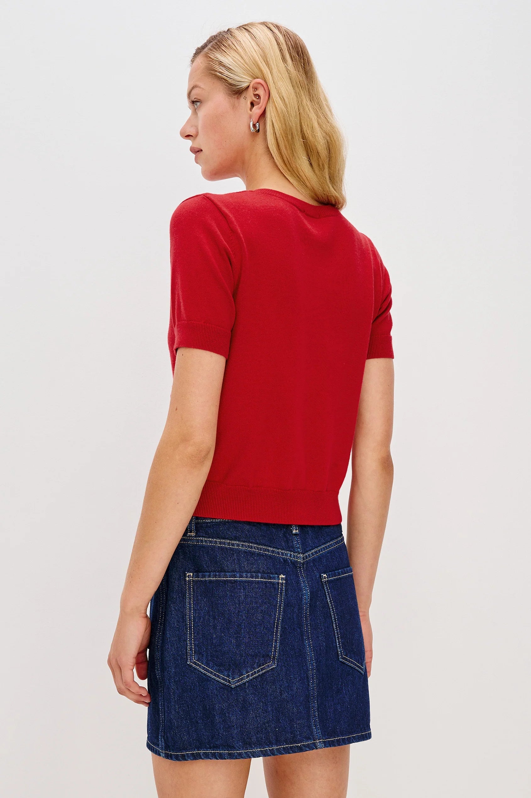 Rails Aisley Short Sleeve Sweater in Crimson