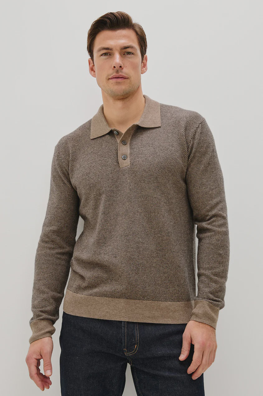 Rails Men's Anders L/S Sweater Polo - Flax Navy