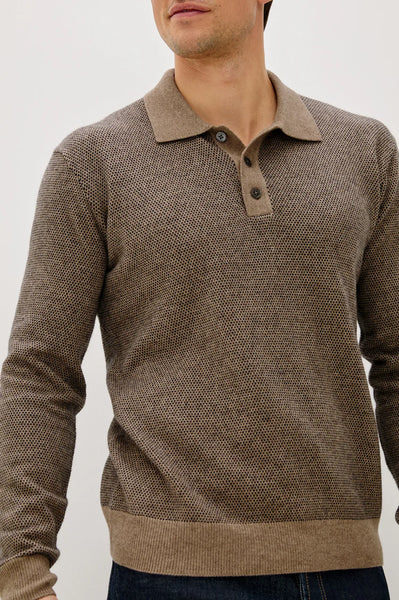 Rails Men's Anders L/S Sweater Polo - Flax Navy