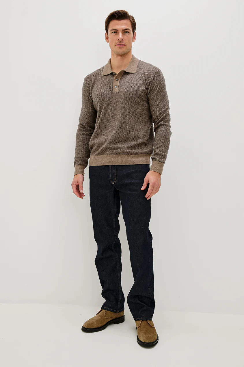 Rails Men's Anders L/S Sweater Polo - Flax Navy