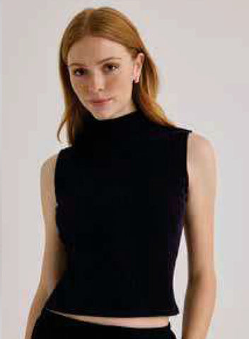 Bella Dahl Sleeveless Mock Neck Top - Black