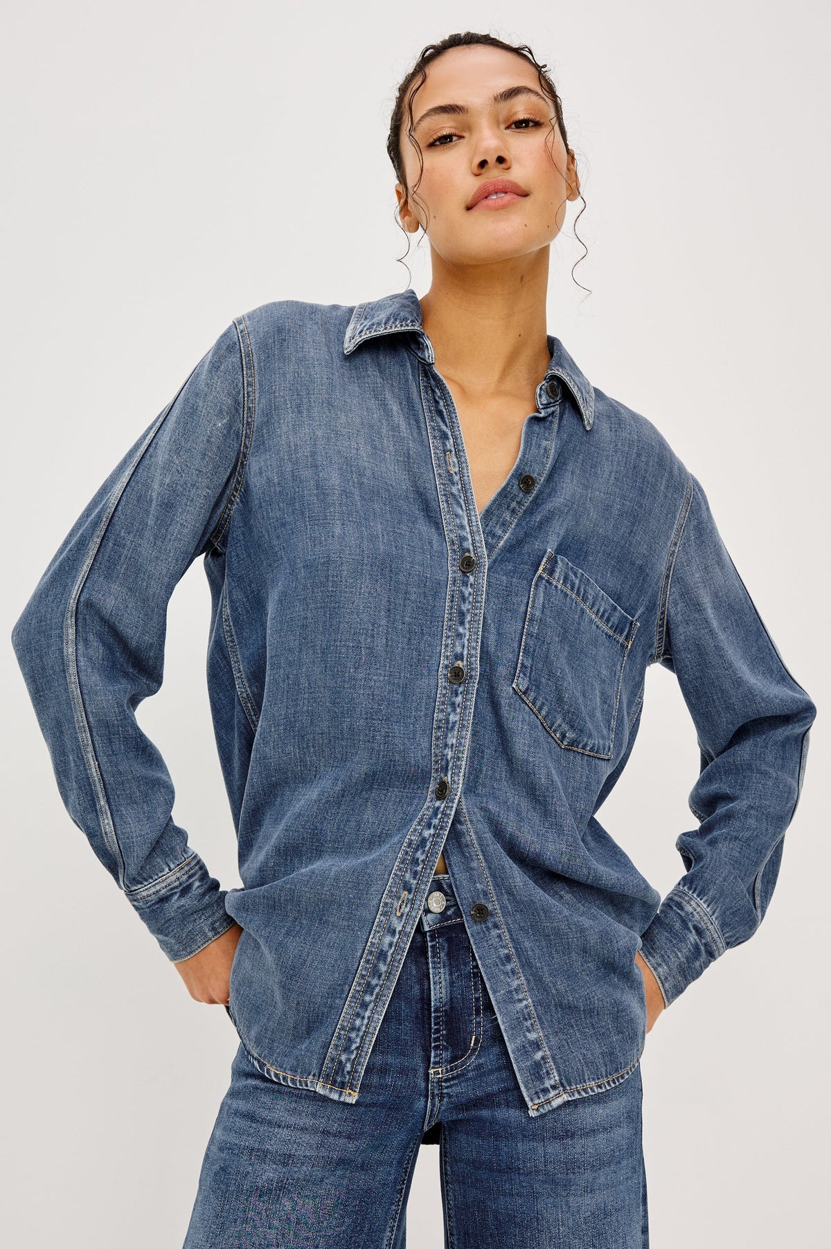 Rails Atticus Denim Shirt in Antique Blue