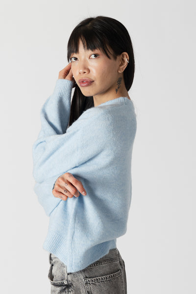 Lyla & Luxe Avery Eco LiteWeight Crew Sweater Soft Blue