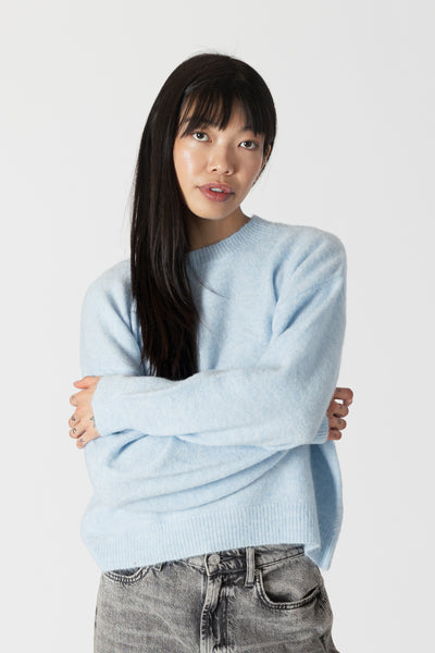 Lyla & Luxe Avery Eco LiteWeight Crew Sweater Soft Blue