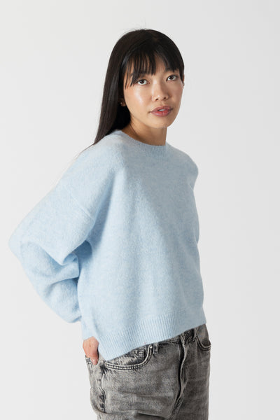 Lyla & Luxe Avery Eco LiteWeight Crew Sweater Soft Blue