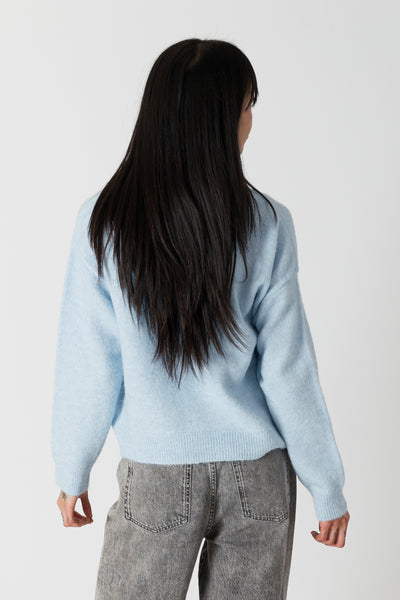 Lyla & Luxe Avery Eco LiteWeight Crew Sweater Soft Blue