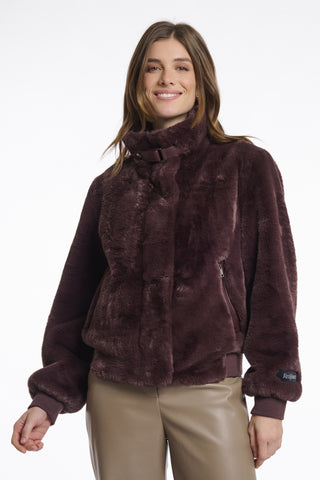 RINO & PELLE Ambra Short Faux Fur Jacket in Chocolate Bean