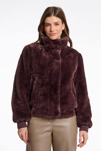 RINO & PELLE Ambra Short Faux Fur Jacket in Chocolate Bean