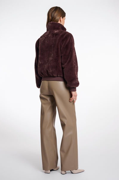 RINO & PELLE Ambra Short Faux Fur Jacket in Chocolate Bean