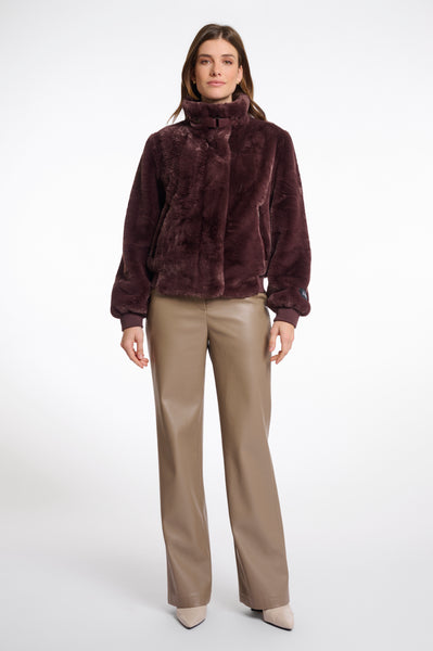 RINO & PELLE Ambra Short Faux Fur Jacket in Chocolate Bean