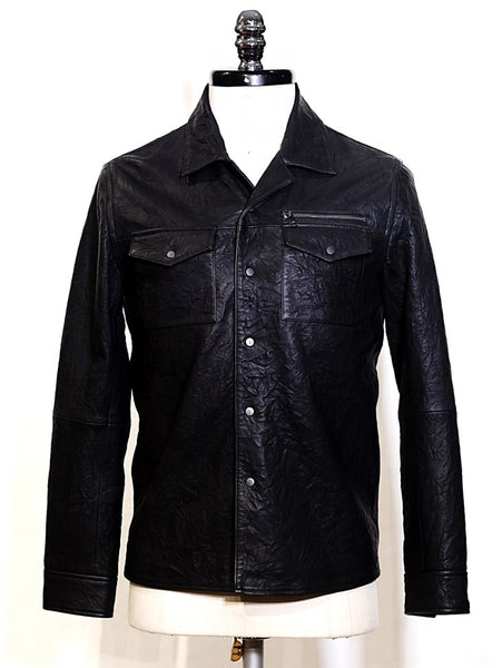 John Varvatos ASHER  Crinkle Leather Jacket - Black