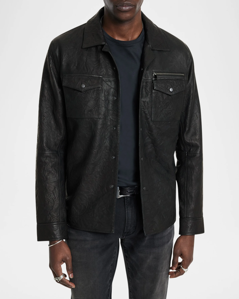 John Varvatos ASHER  Crinkle Leather Jacket - Black