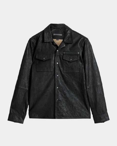 John Varvatos ASHER  Crinkle Leather Jacket - Black