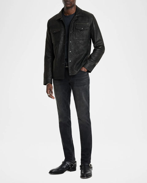 John Varvatos ASHER  Crinkle Leather Jacket - Black