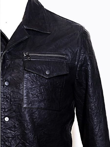 John Varvatos ASHER  Crinkle Leather Jacket - Black