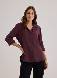 Bella Dahl Shirt Tail Button Down - Pinot Noir