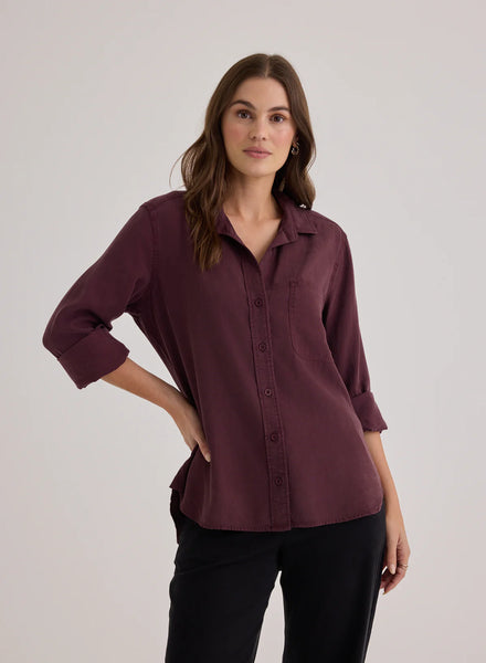 Bella Dahl Shirt Tail Button Down - Pinot Noir