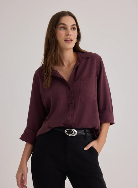 Bella Dahl Shirt Tail Button Down - Pinot Noir