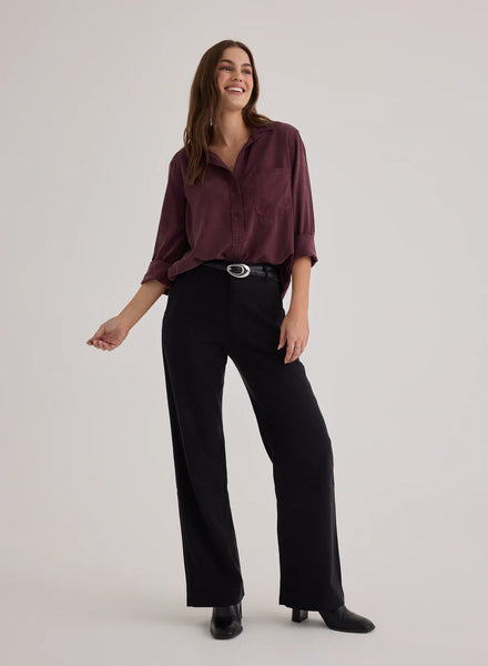 Bella Dahl Shirt Tail Button Down - Pinot Noir
