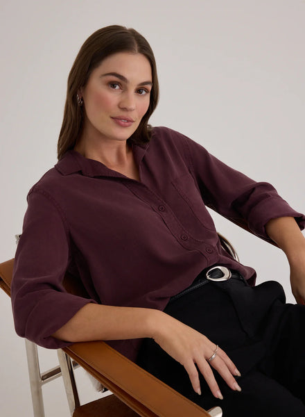 Bella Dahl Shirt Tail Button Down - Pinot Noir