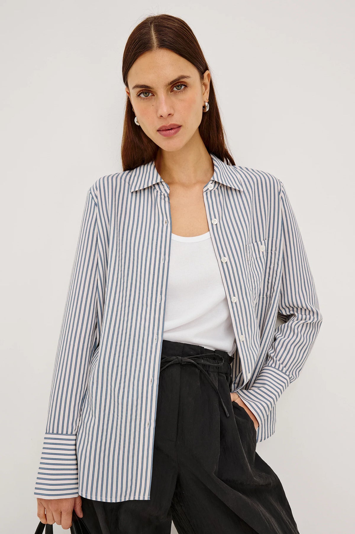 Rails Beck Stripe Shirt in Ivory Steel Blue
