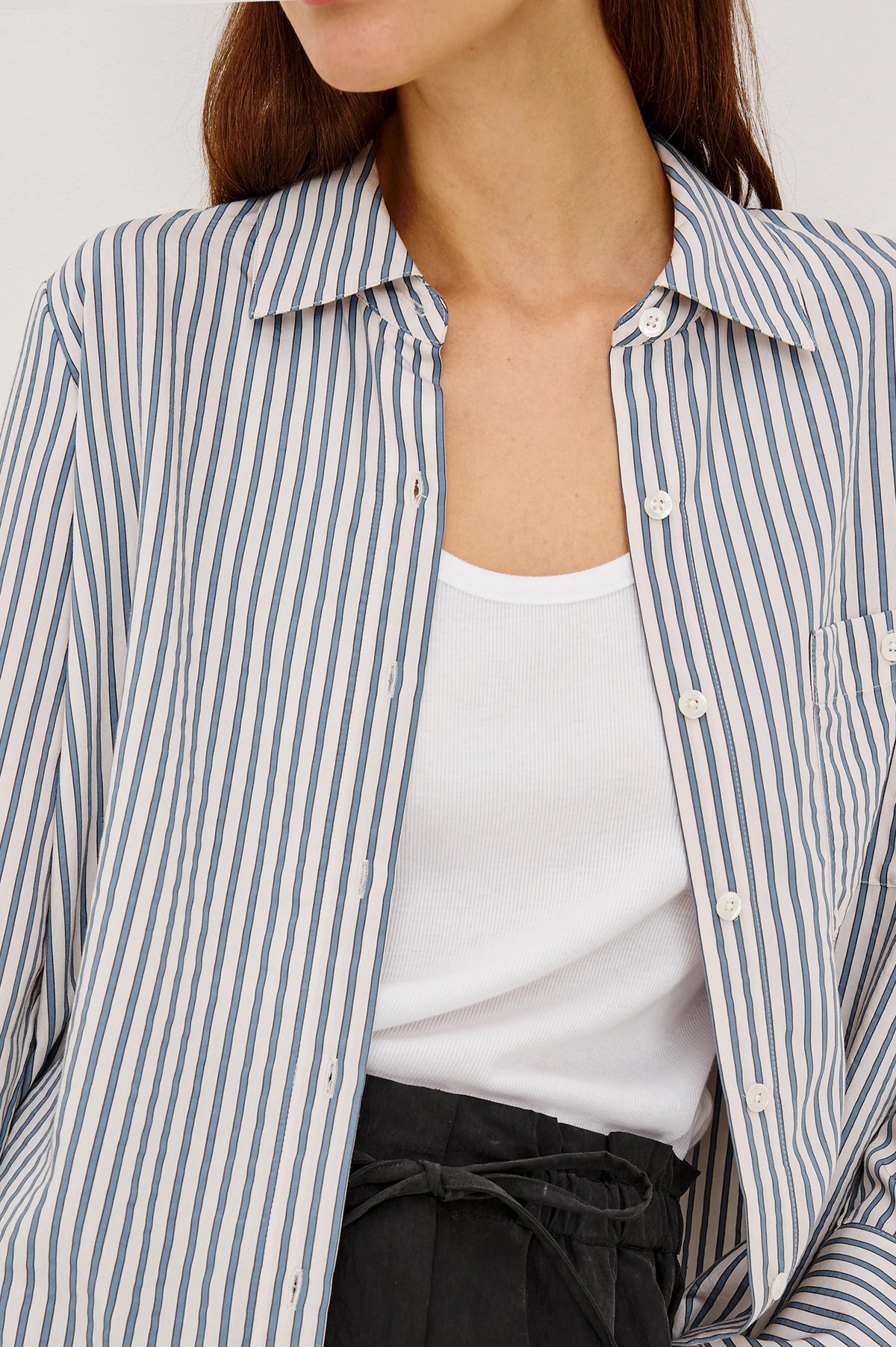 Rails Beck Stripe Shirt in Ivory Steel Blue