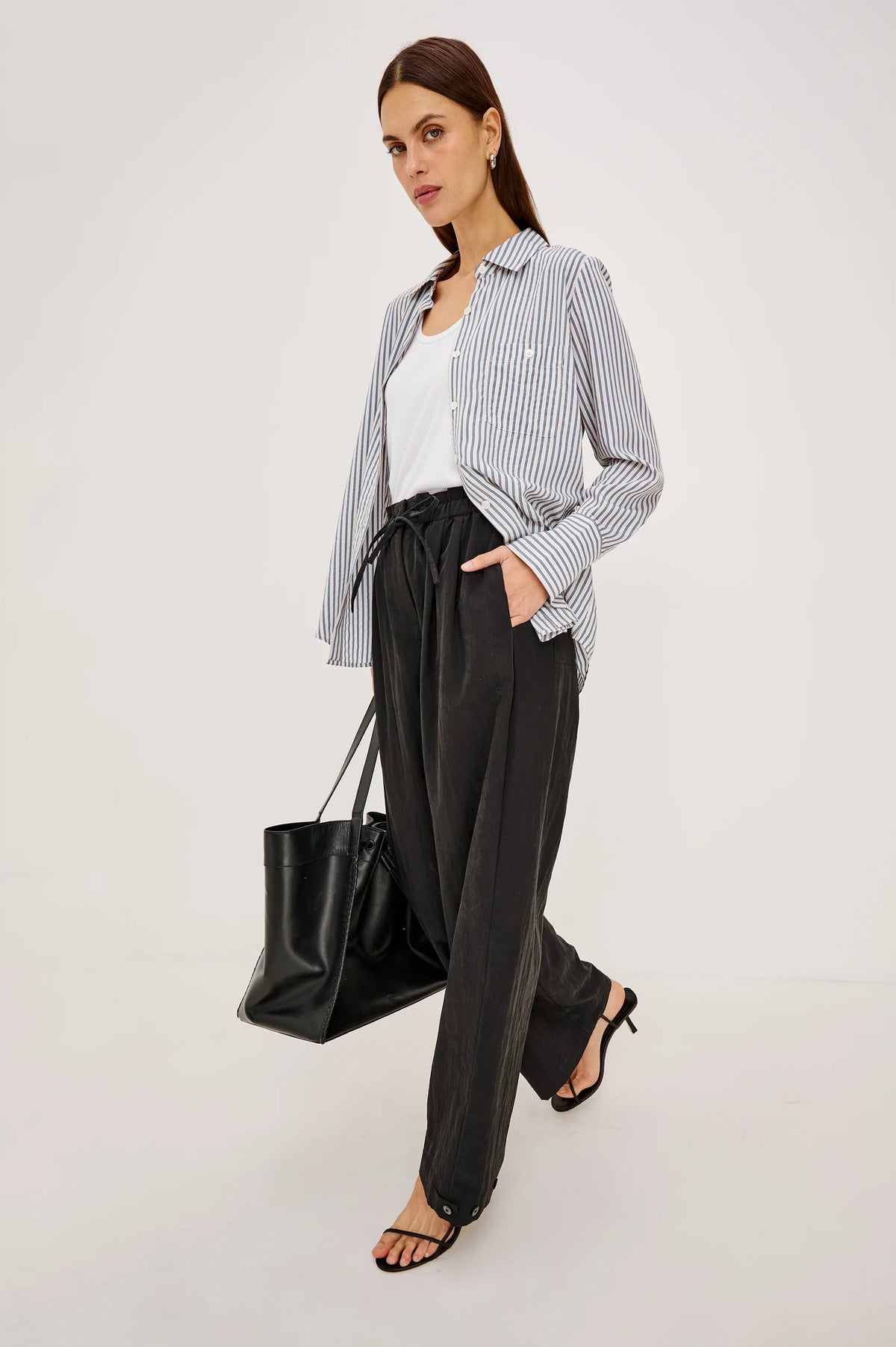 Rails Beck Stripe Shirt in Ivory Steel Blue