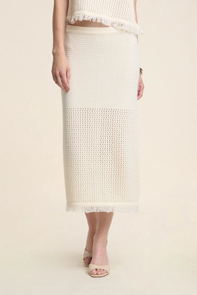 Velvet Blythe Mesh Cotton Knit Skirt in Milk