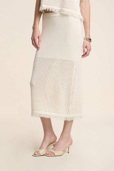 Velvet Blythe Mesh Cotton Knit Skirt in Milk