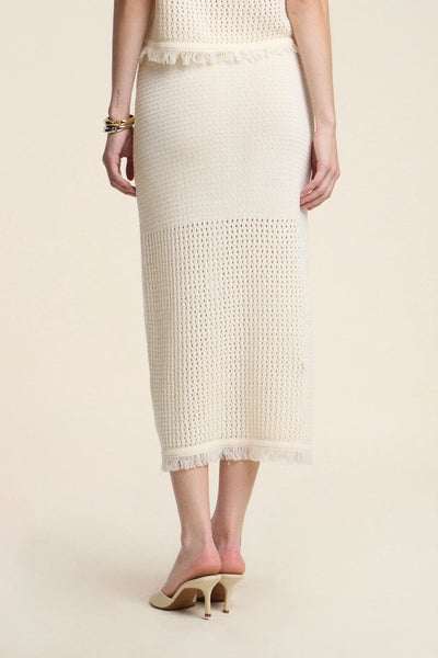 Velvet Blythe Mesh Cotton Knit Skirt in Milk