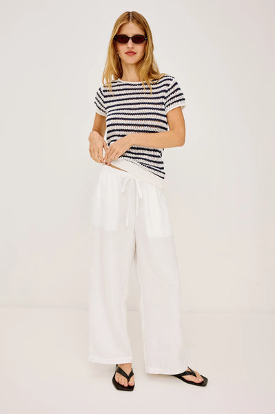 Rails Cady Linen-Blend Top in Ivory Indigo Stripe