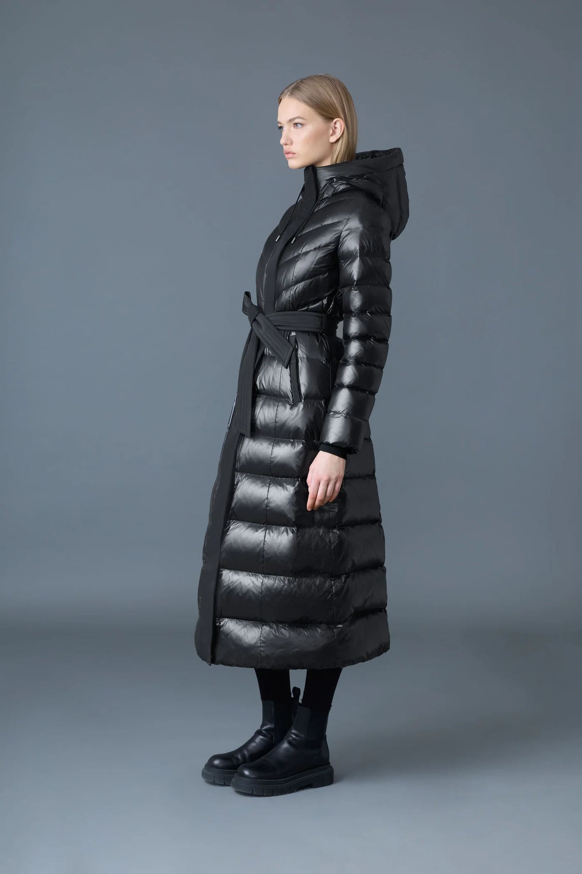 Mackage Calina  Lustrous Down Maxi Coat in Black