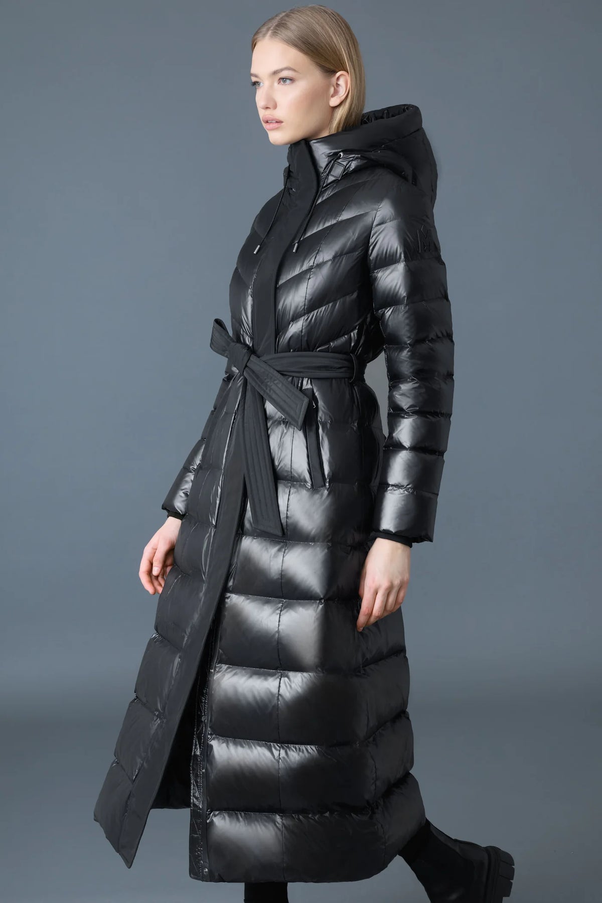 Mackage Calina  Lustrous Down Maxi Coat in Black