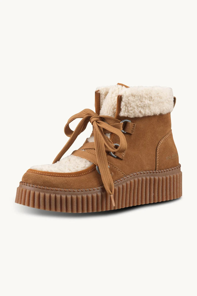 Ilse Jacobsen Calira02 Suede Boots with Laces in Cashew Clay