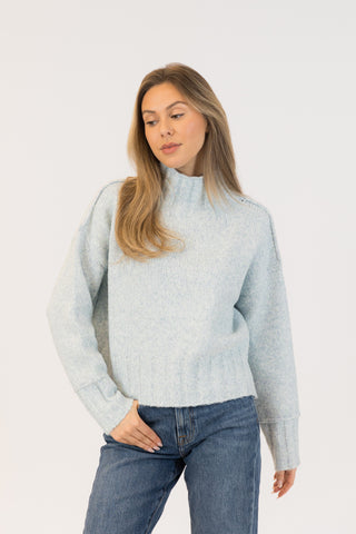Lyla & Luxe Calli Mockneck Sweater in Blue/Green