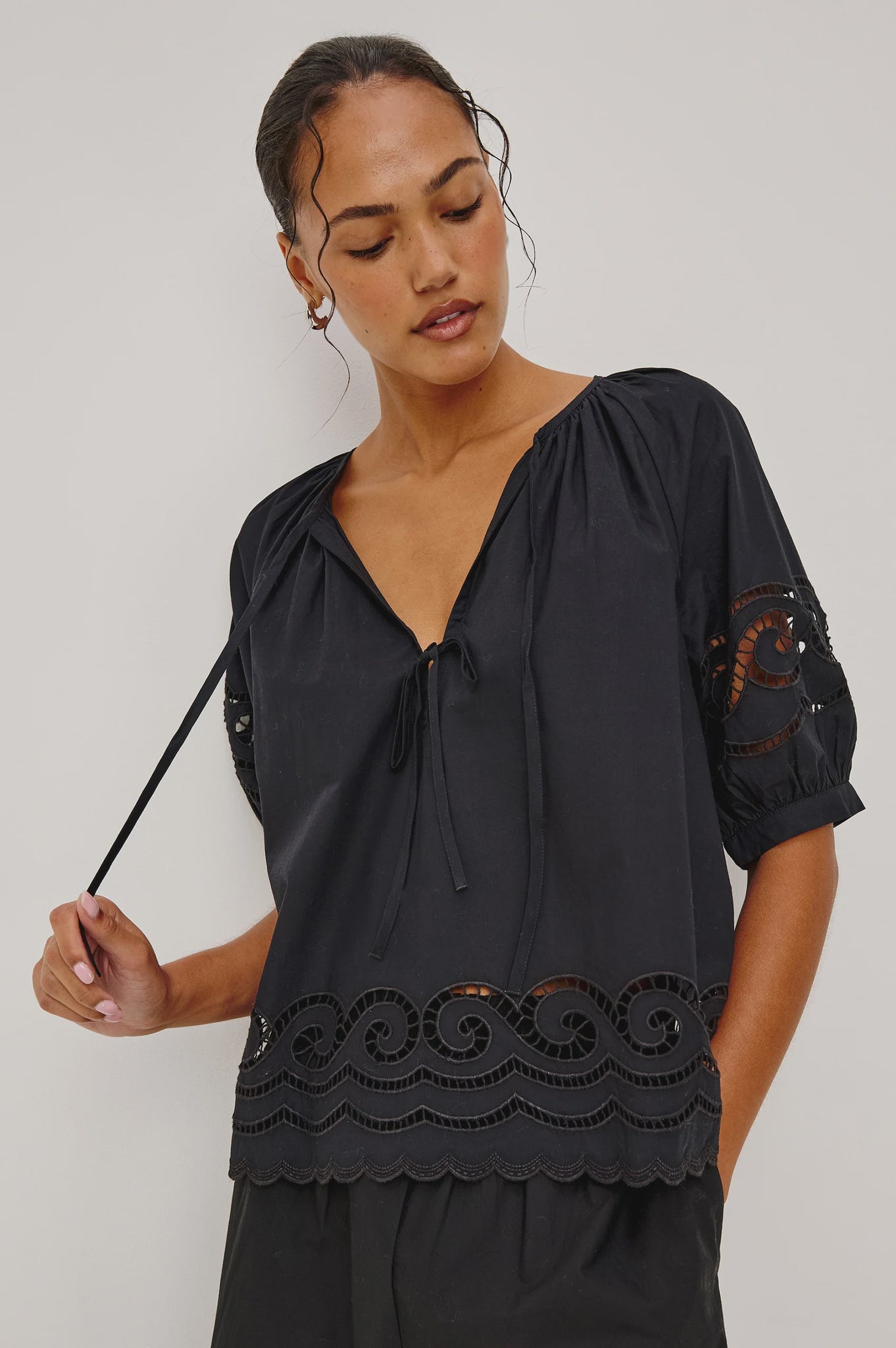 Rails Catalene Top in Black Embriodery