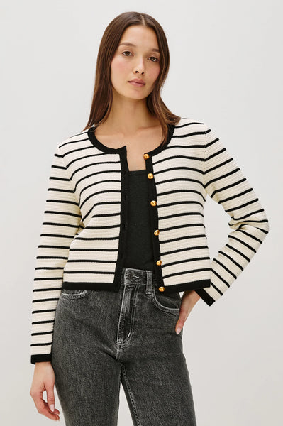 Rails Catania Cardigan in Ivory Black Stripe