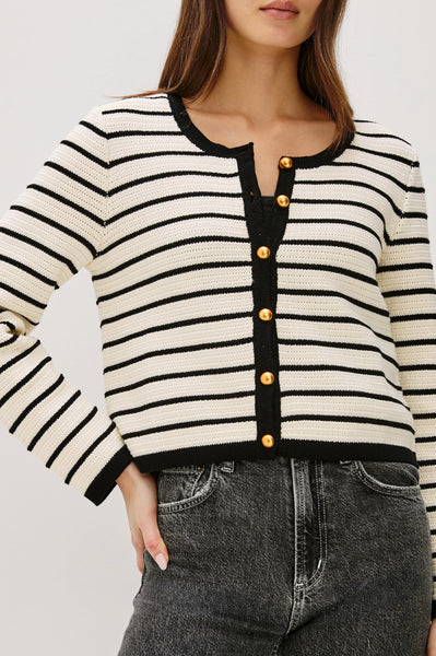 Rails Catania Cardigan in Ivory Black Stripe