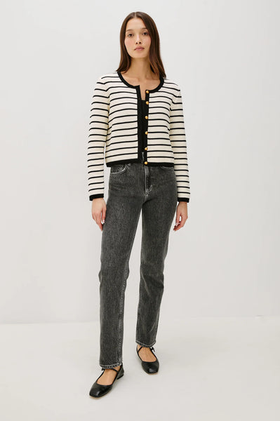 Rails Catania Cardigan in Ivory Black Stripe