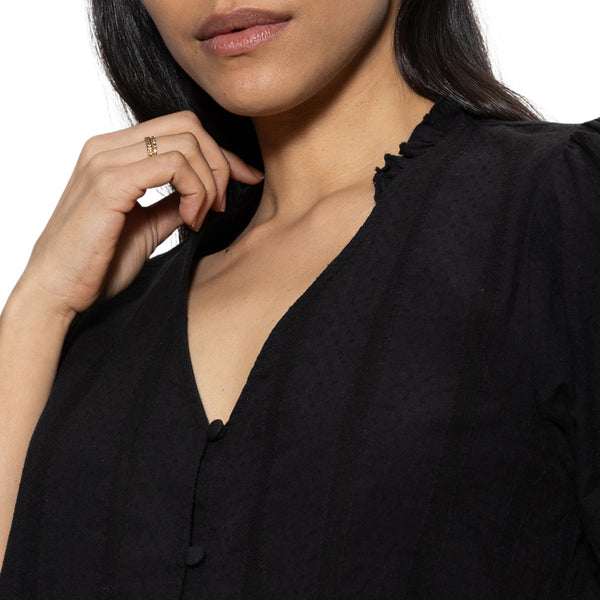Sanctuary Fall into You Solid S/S Blouse in Black