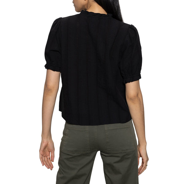 Sanctuary Fall into You Solid S/S Blouse in Black