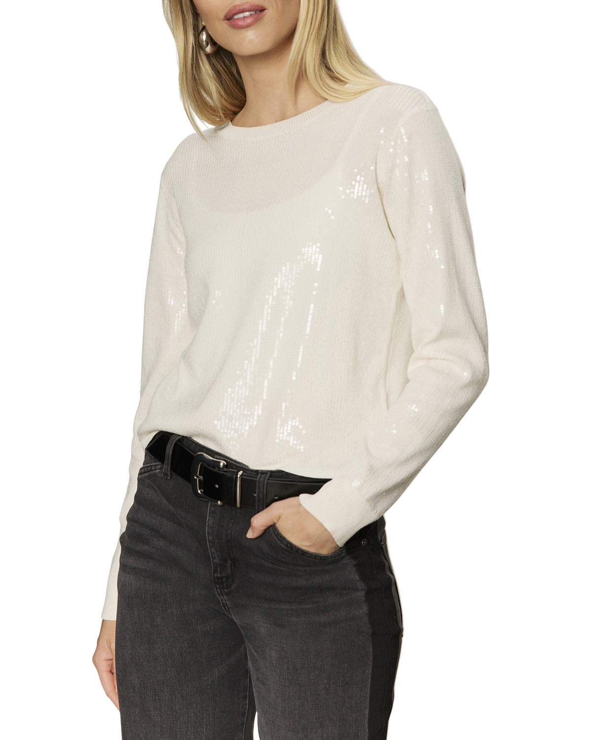 Sanctuary Sparkle Together Sweater Top in Chalk