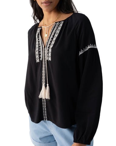 Sanctuary Embroidered Blouse in Black