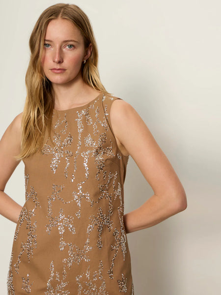 Sanctuary Better Place Embellished Dress in Toasted Coconut
