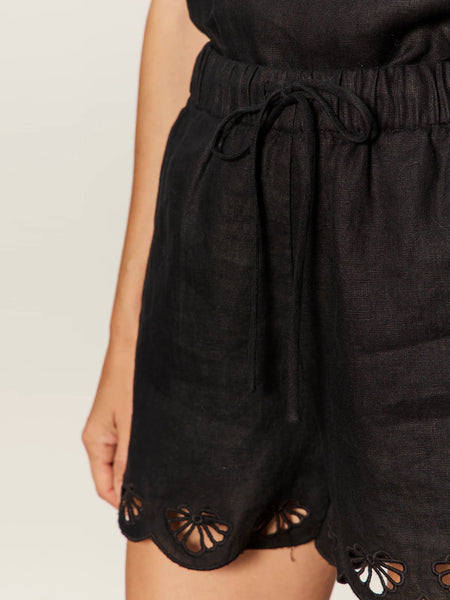 Sanctuary Almost There Linen Shorts in Black